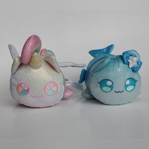 APHMAU Sparkle Mermaid & Unicorn CAT MeeMeows 6" Plush Limited RARE Set of 2